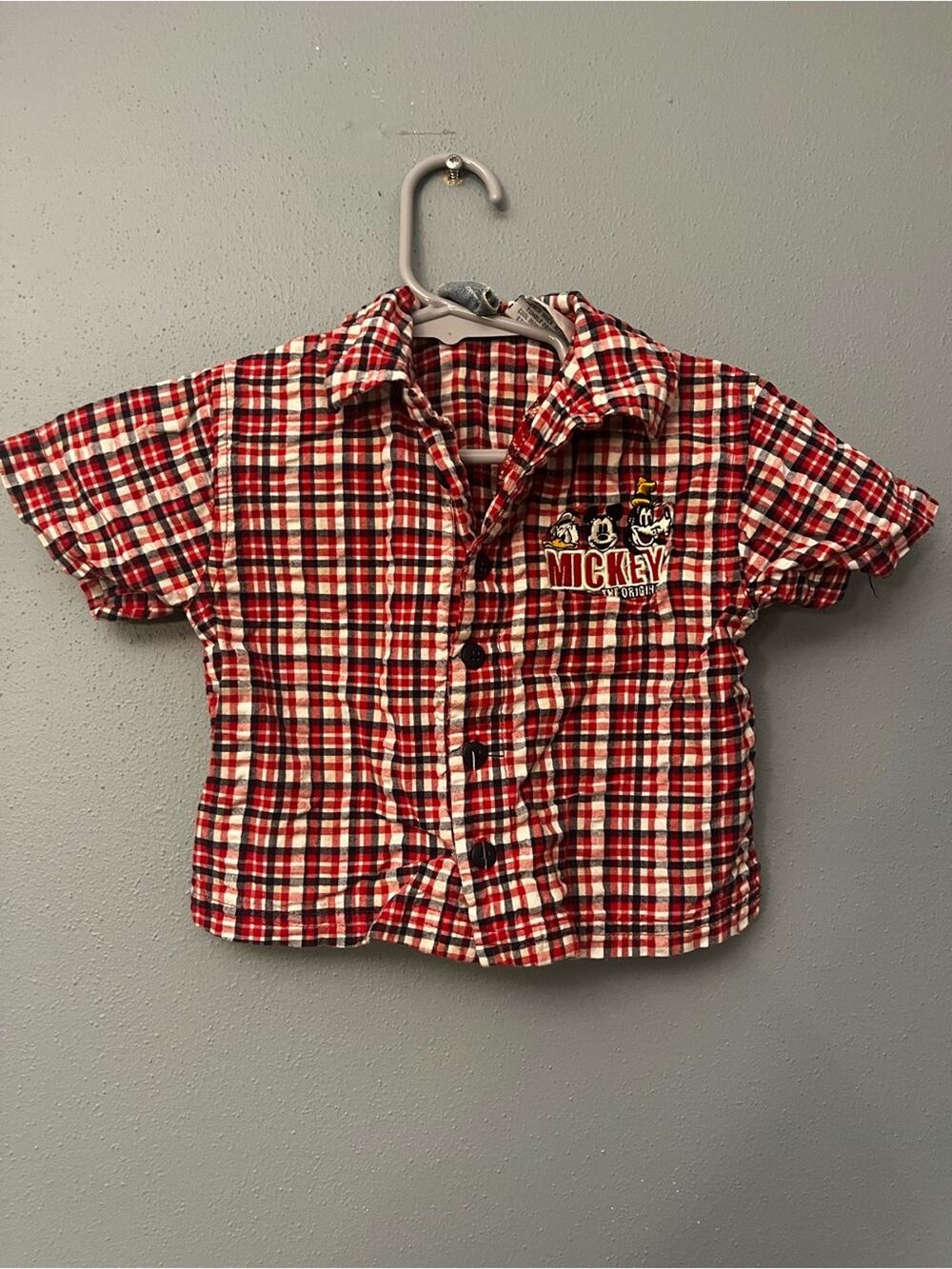 Vintage Disney Mickey Plaid Button Down Shirt
